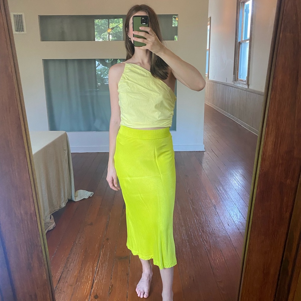 Zara Neon One Shoulder Top